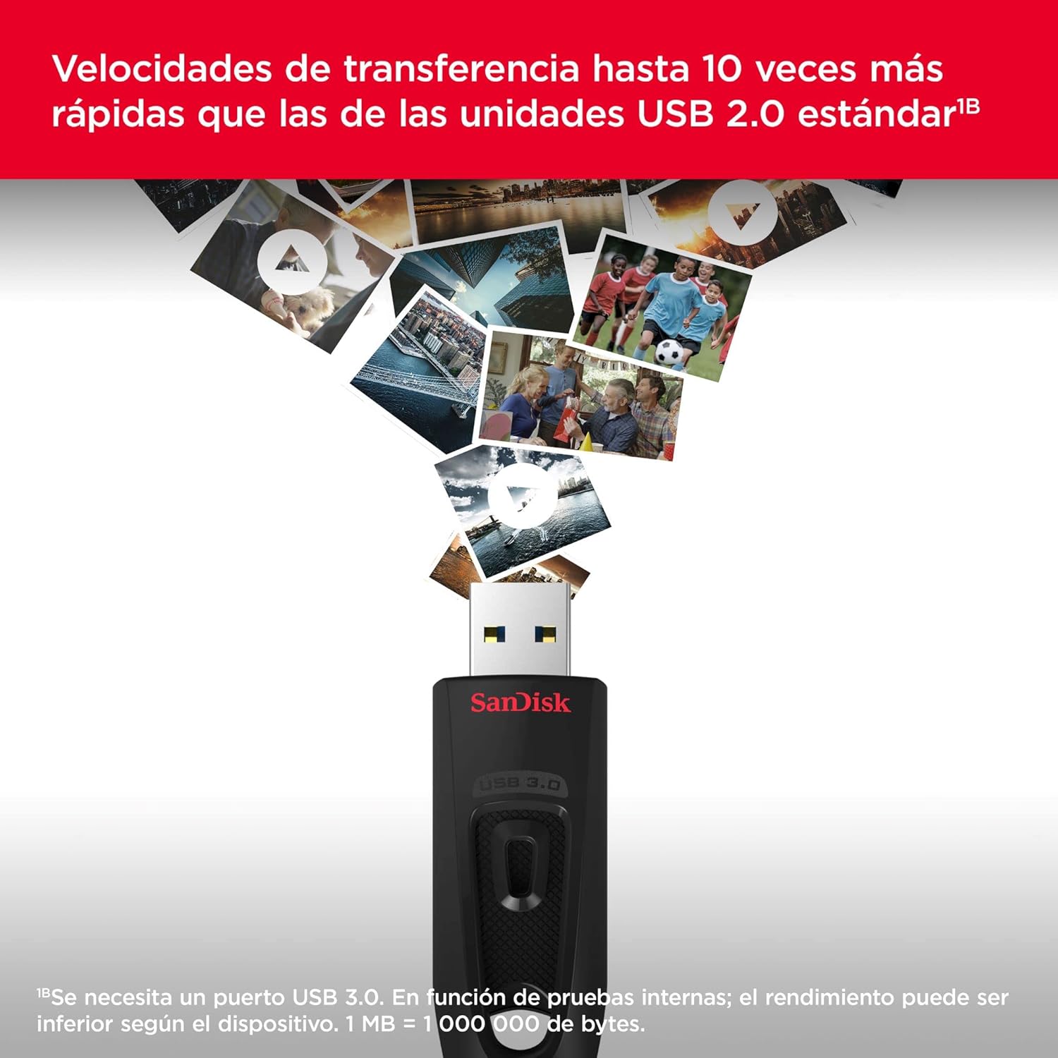 Detalle 2 de SanDisk Ultra 128 GB USB 3.0 130 MB/s flash drive