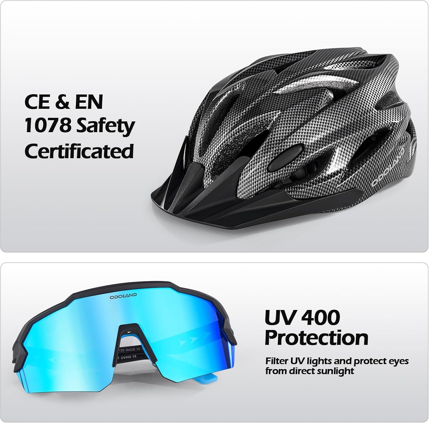 Thumbnail 5 de Odoland Flash bike helmet with cycling sunglasses set – adjustable lightweight adult helmet