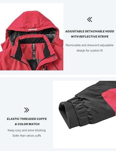 Detalle de MoFiz Boys' Snowboarding Jacket, Waterproof Fleece-Lined Hood