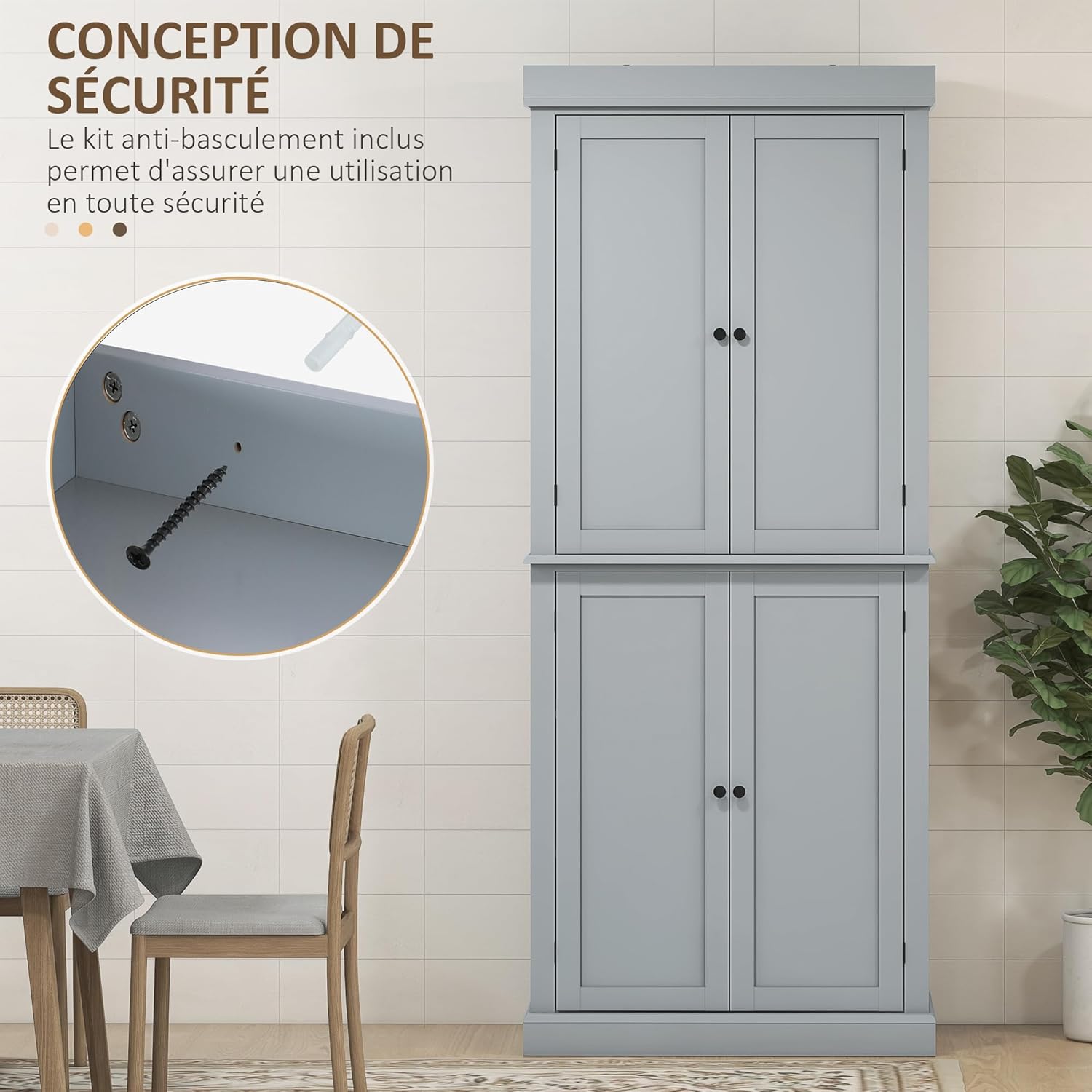 Thumbnail 5 de HOMCOM Armoire de Cuisine 76 x 40,5 x 184 cm