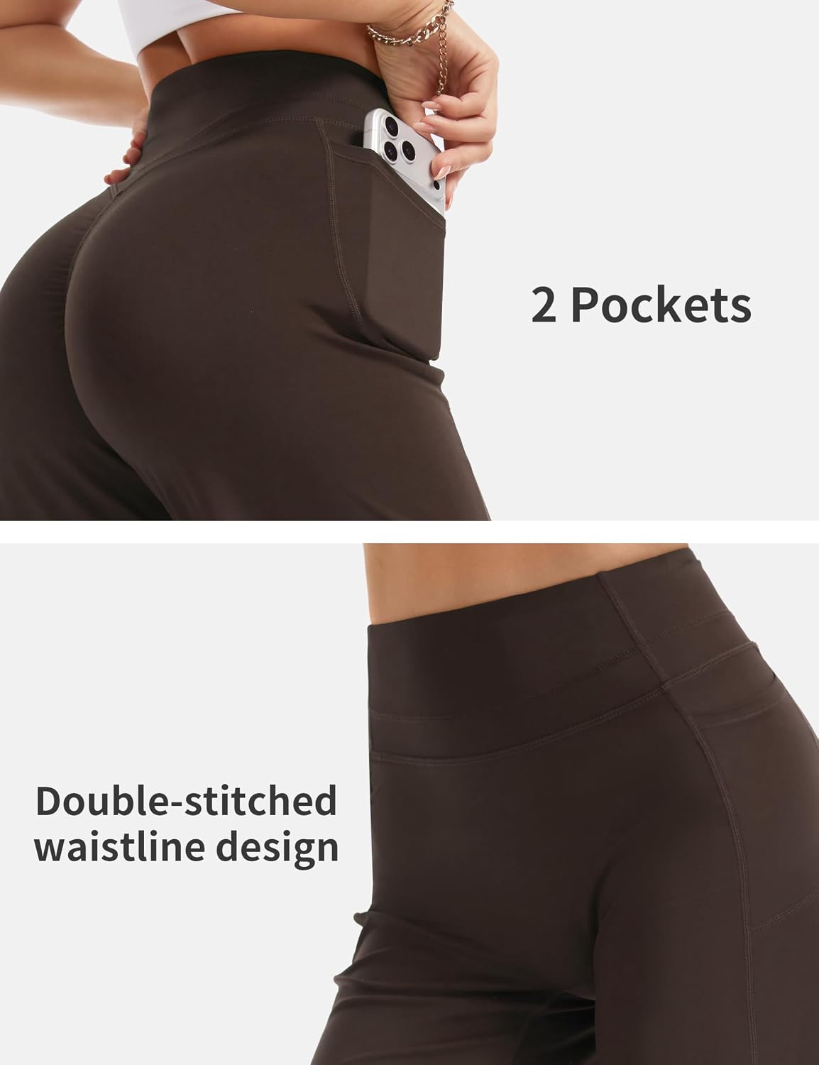 Detalle 1 de THE GYM PEOPLE Women's Wide-Leg Yoga Pants, 29"/31", High Waist & Side Pockets