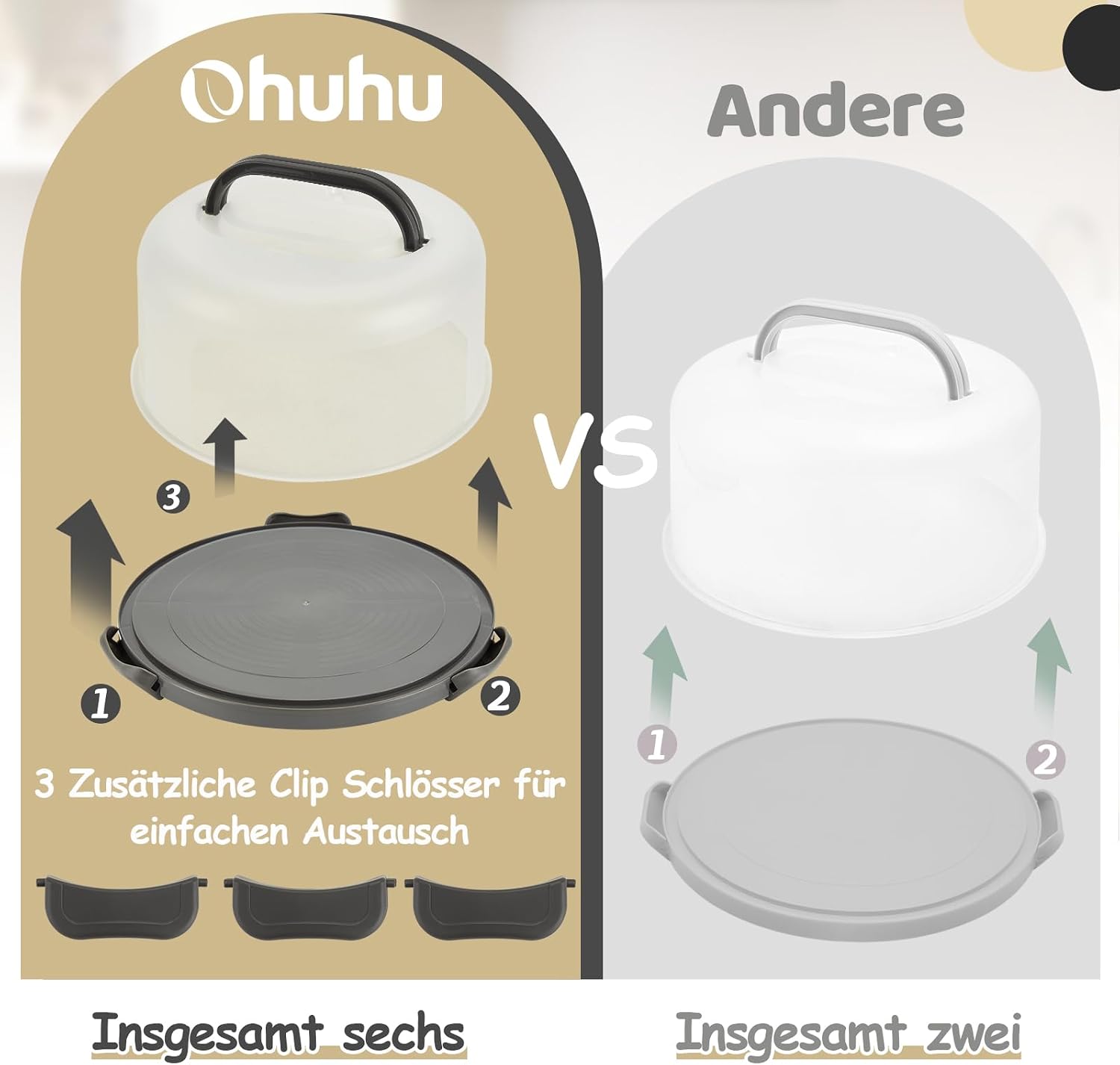 Thumbnail 5 de Ohuhu Kuchen Transportbox 25,4 cm