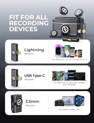 Thumbnail 6 de HollyView LARK M2 Wireless Microphone System (2TX + 3RX) for iPhone/Camera/Android/PC