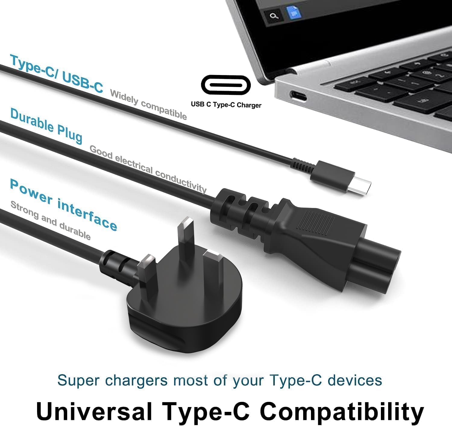 Thumbnail 2 de Riabwwox 65W USB-C Laptop Charger for ThinkPad & Chromebook: A Practical UK Scrutiny