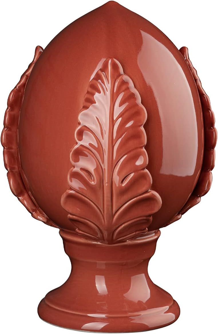 Thumbnail 5 de Baroni Home Pumo Pugliese en Porcelaine peint à la main – Pomo décoratif rouge corail XL 17,5x17,5x27 cm