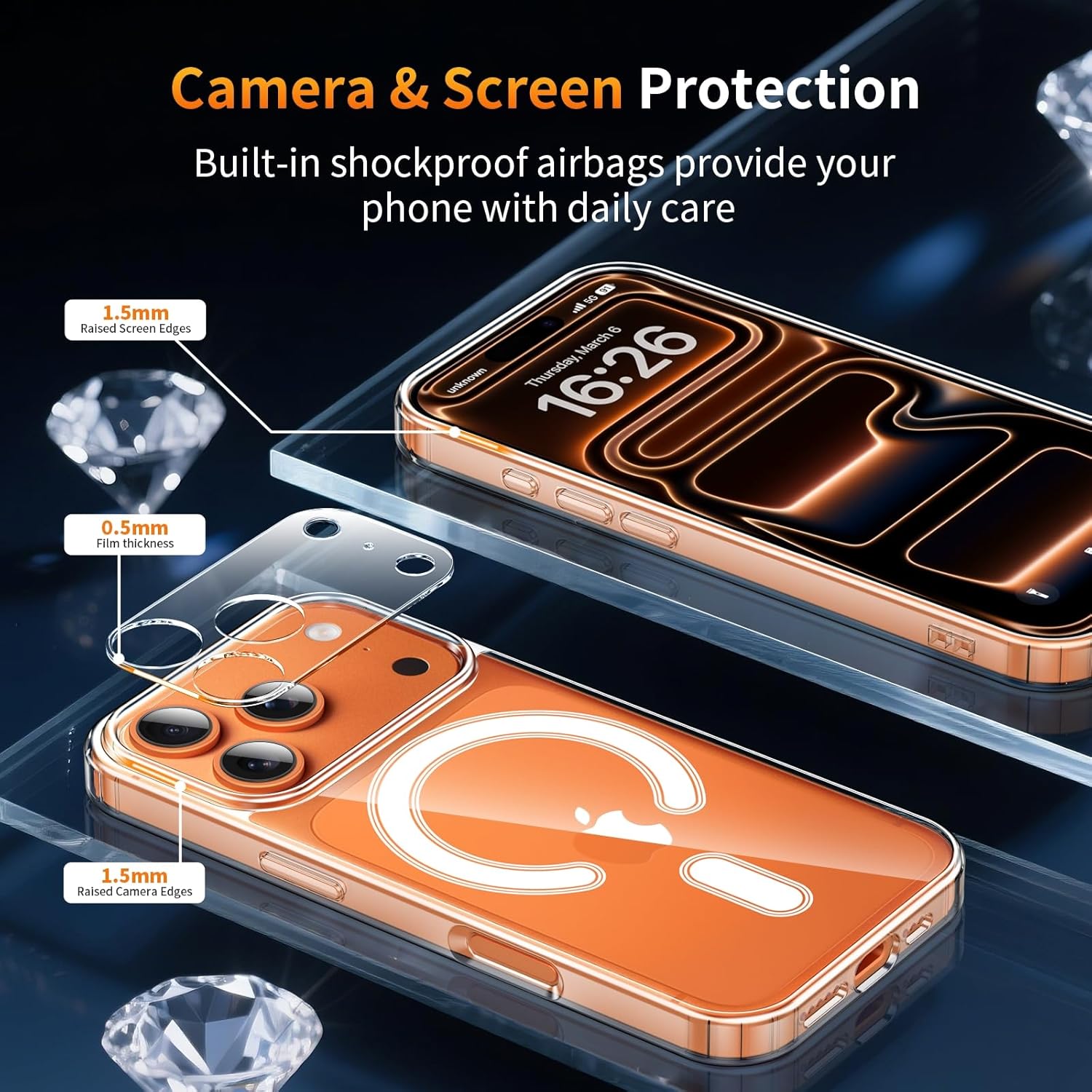 Detalle de YNMEacc 5 in 1 Magnetic Case for iPhone 17 Pro (6.1) with 2 Screen Protectors & 2 Lens Protectors – MagSafe Compatible