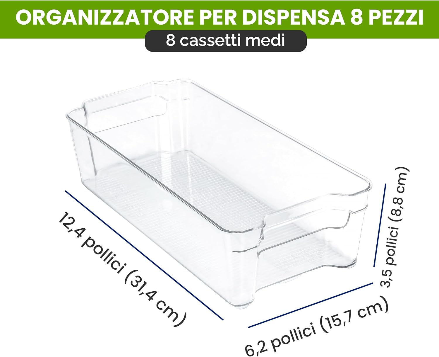 Thumbnail 2 de KICHLY Cestini Organizzatori trasparenti per dispensa – Set da 6 contenitori impilabili, senza BPA