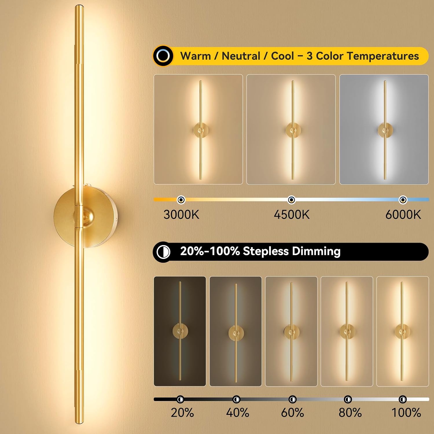 Detalle de Rechargeable Wall Sconces, 8000mAh