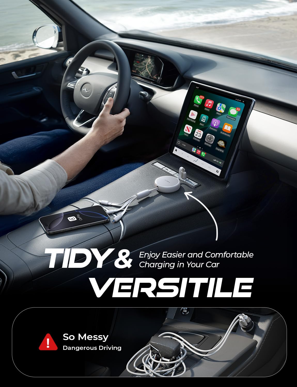 Thumbnail 3 de LISEN Multi Charger Cable (Retractable USB-C to USB) 3-in-1 for Lightning, Micro-USB and USB-C devices
