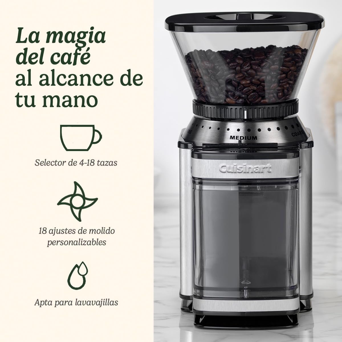 Detalle 2 de Cuisinart Molinillo de Café ☕️ 8 Niveles de Molido
