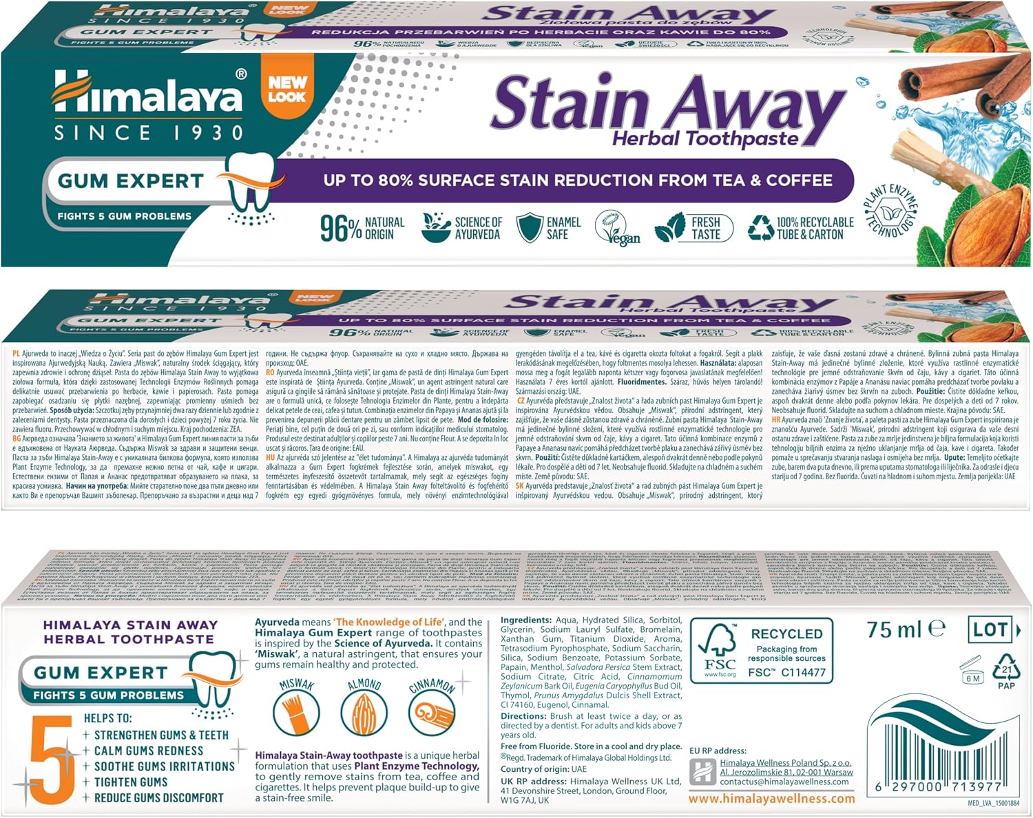 Detalle 2 de Himalaya Herbals Enamel Friendly Stain Away (1 Pack): denti più chiari in modo naturale