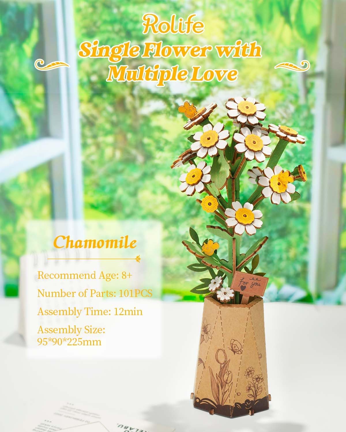 Thumbnail 2 de Rolife Bloom Kit: Mazzo di Fiori in Legno 3D – Puzzle artigianale per adulti con vaso e biglietto incluso