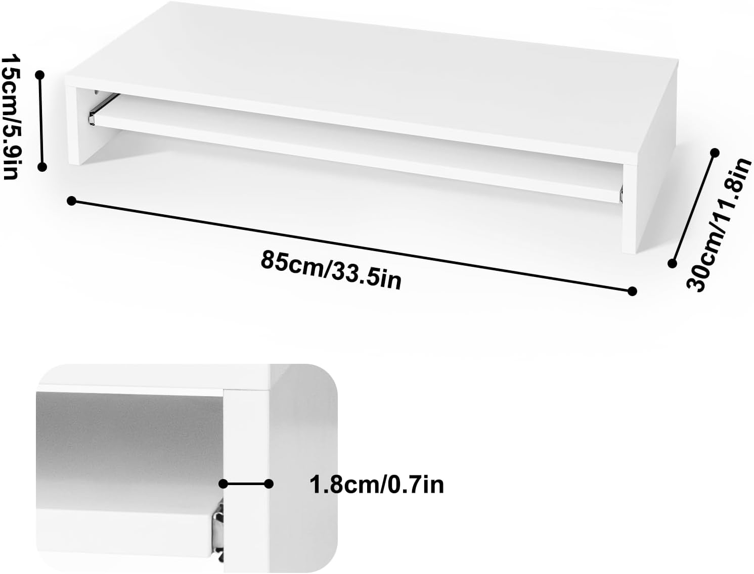 Thumbnail 1 de Awhtixbo TV/monitor riser attachment with shelf (high gloss, white) – 85 x 30 x 15 cm
