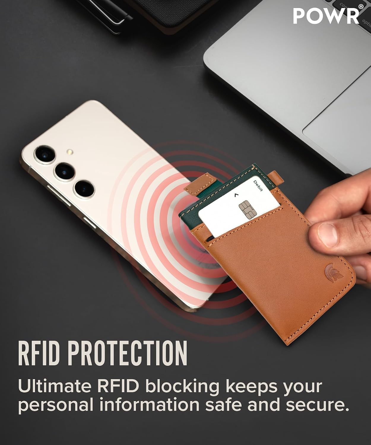 Thumbnail 3 de POWR Pull Up Slim Wallet leather RFID minimalist card holder (up to 5 cards)