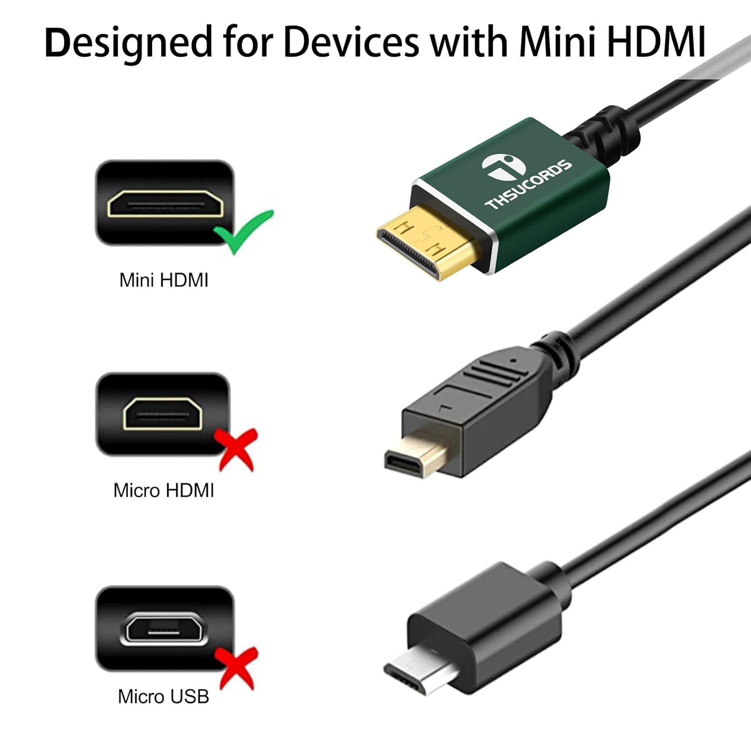 Thumbnail 1 de Thsucords Cable Mini HDMI 3M ultrafino