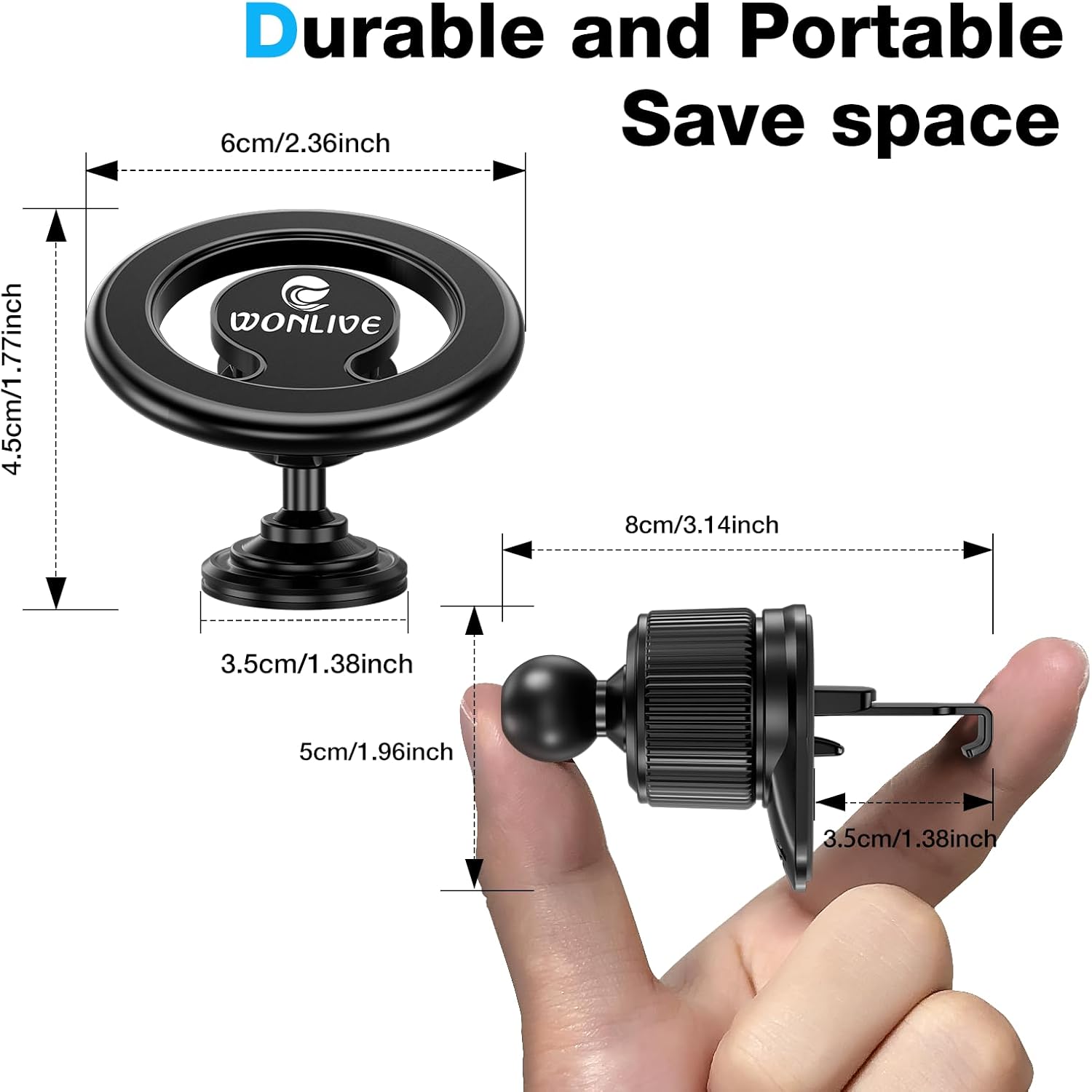 Thumbnail 6 de WONLIVE for MagSafe Car Mount (2-in-1 Vent & Dashboard) with 44 Strong N52 Magnets