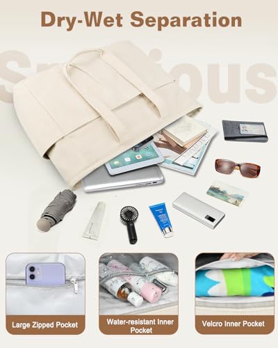 Detalle de LUROON Bolsa Tote Grande en Pana: Bandolera con Cremallera y Múltiples Bolsillos