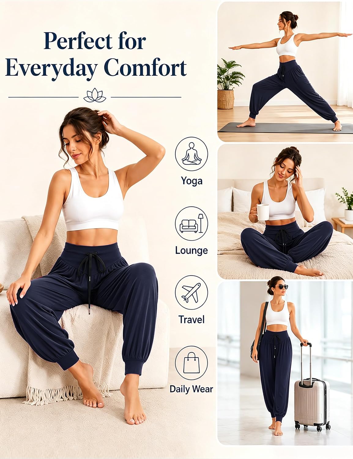 Thumbnail 6 de Terecey Pantalon Sarouel Femme Sport Taille Haute Bouffant – Yoga, Pilates, Fitness