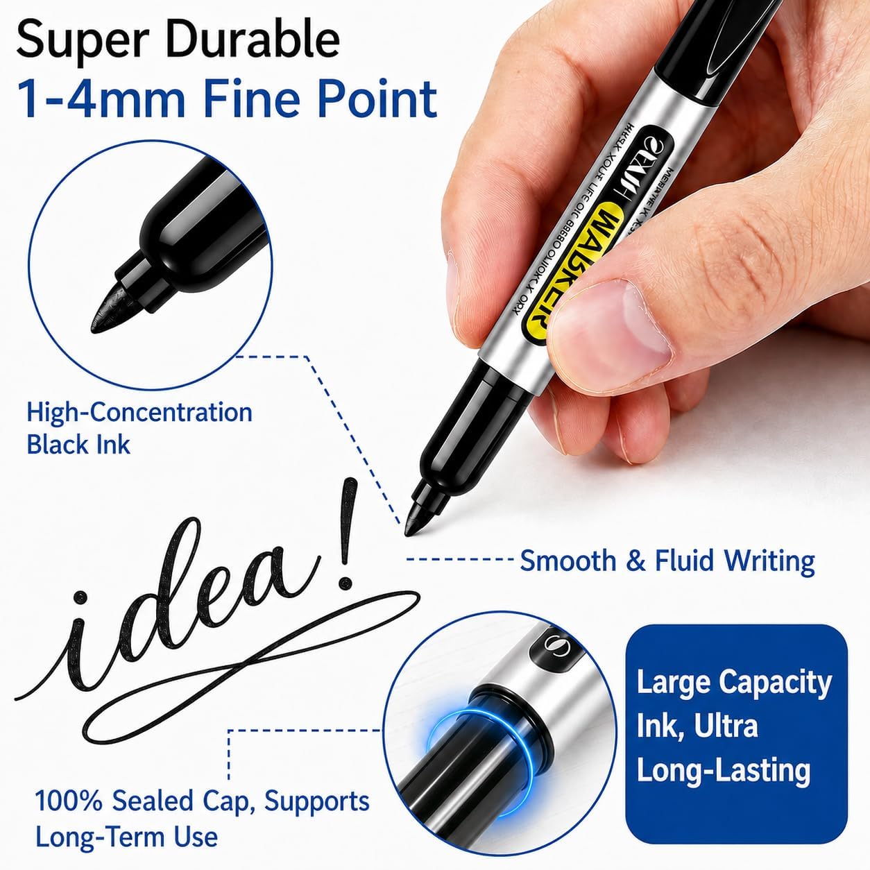 Thumbnail 1 de SFAIH Black Permanent Markers, 100-Pack Fine Point, Quick-Drying Ink