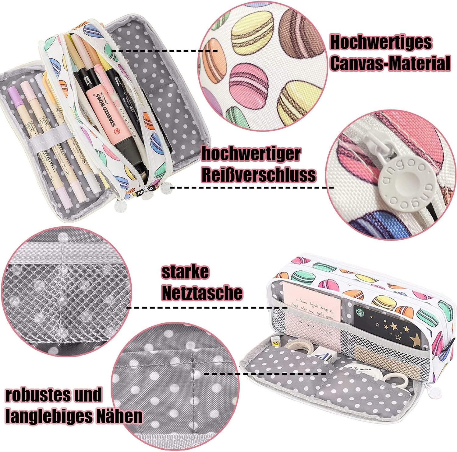 Thumbnail 2 de ONCCI Federmäppchen 3 Fächer Makaron