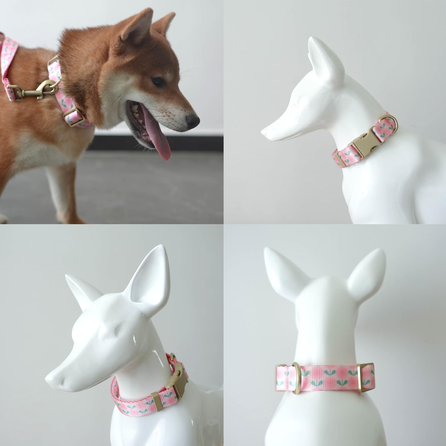 Detalle 2 de Petiry Lightweight Floral Dog Collar with Dandelion Pattern for Small Dogs (Pink Dandelion)