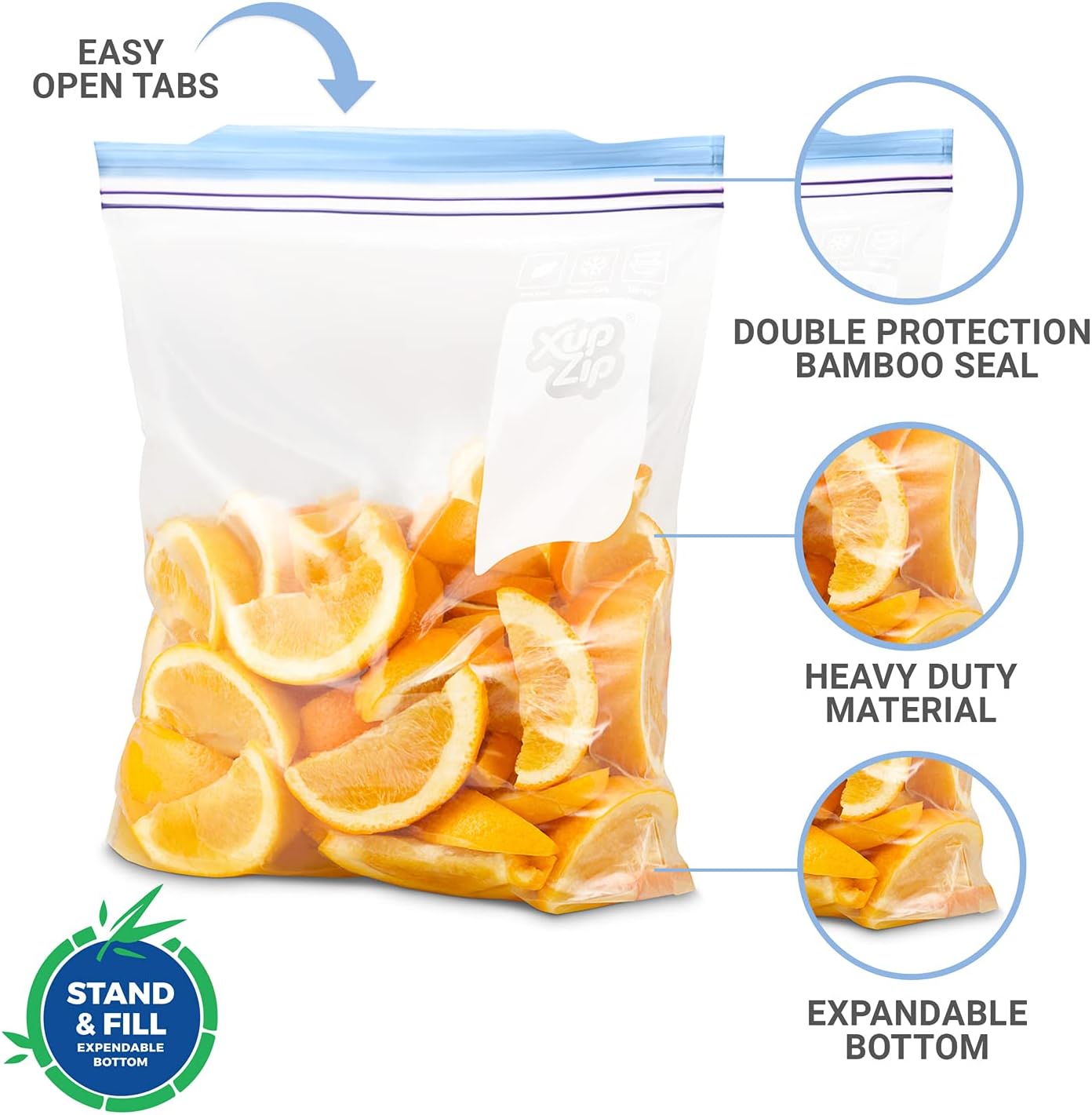 Detalle de XupZip freezer bags 4.55L 40 pack