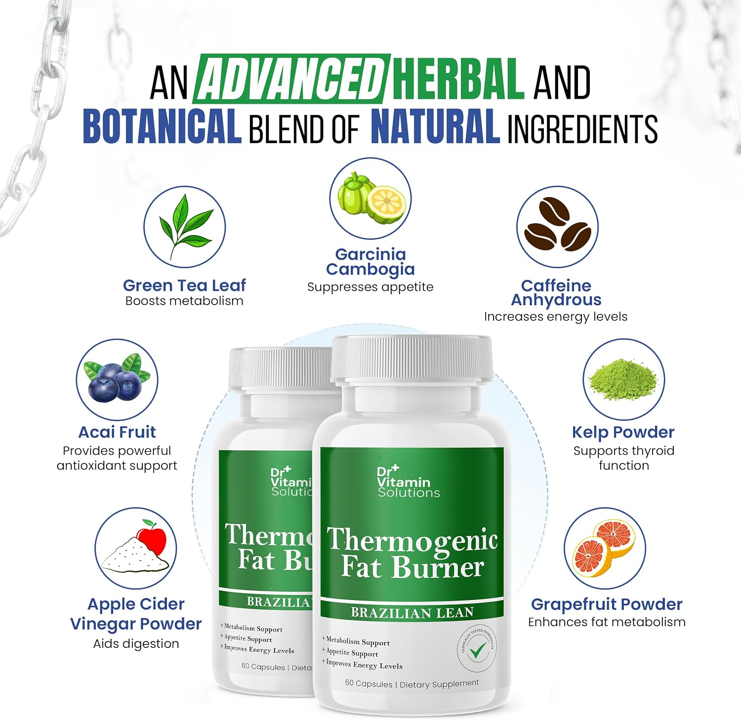 Detalle 2 de DR VITAMIN SOLUTIONS Thermogenic Fat Burner, 2-Pack with Green Tea and Caffeine