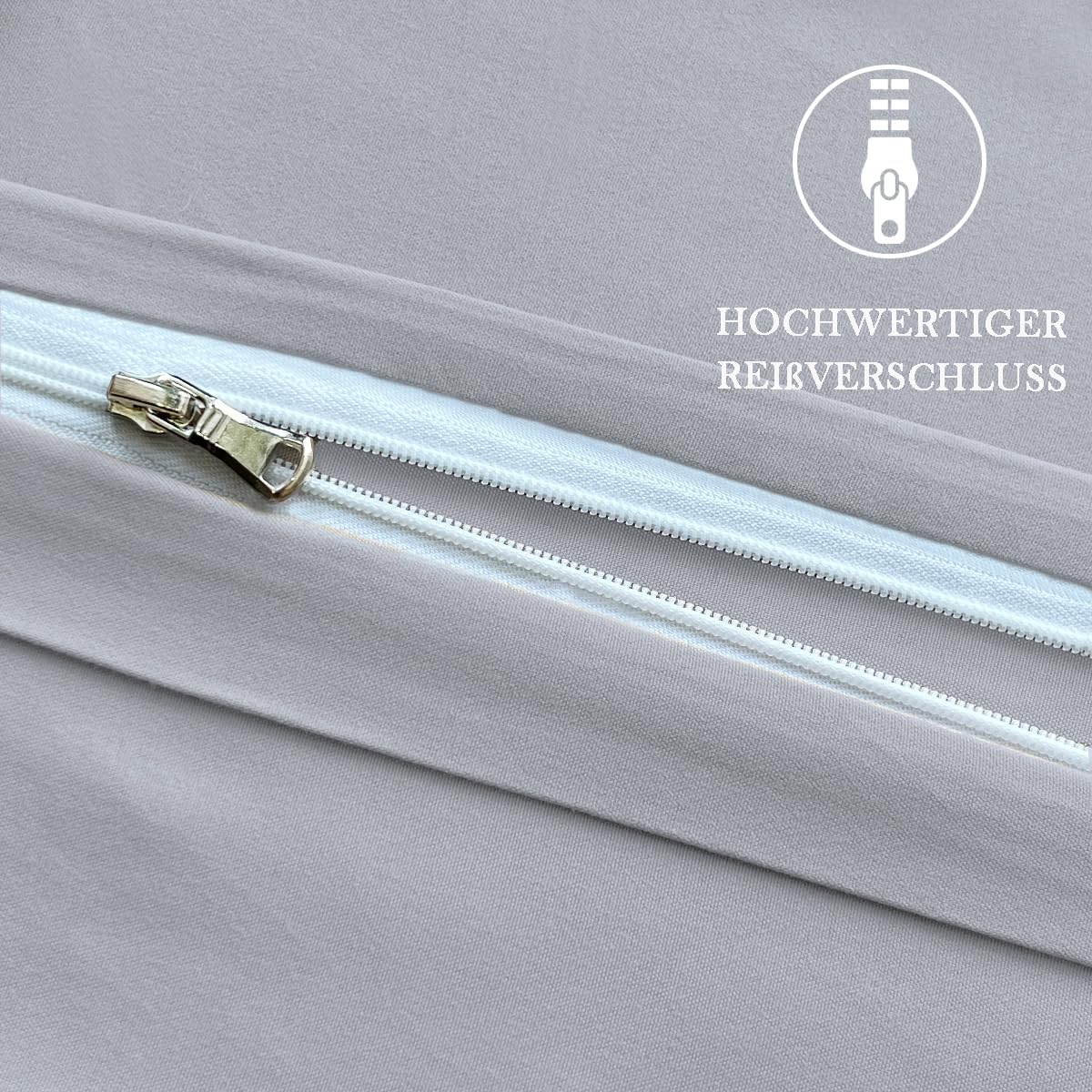 Thumbnail 2 de Nesture Seitenschläferkissen Bezug 40 x 145 cm (2er-Set) – Kissenbezug aus 100% Mikrofaser in Grau, mit Reißverschluss