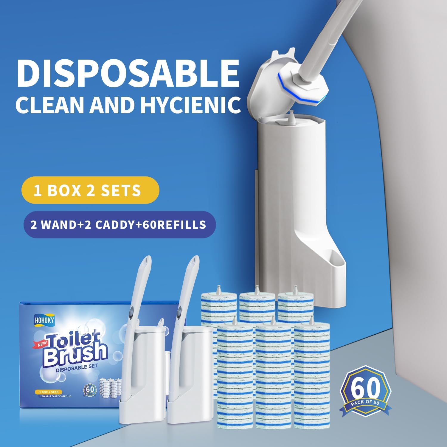 Thumbnail 1 de Hohoky Disposable Toilet Brush Cleaning System Starter Kit