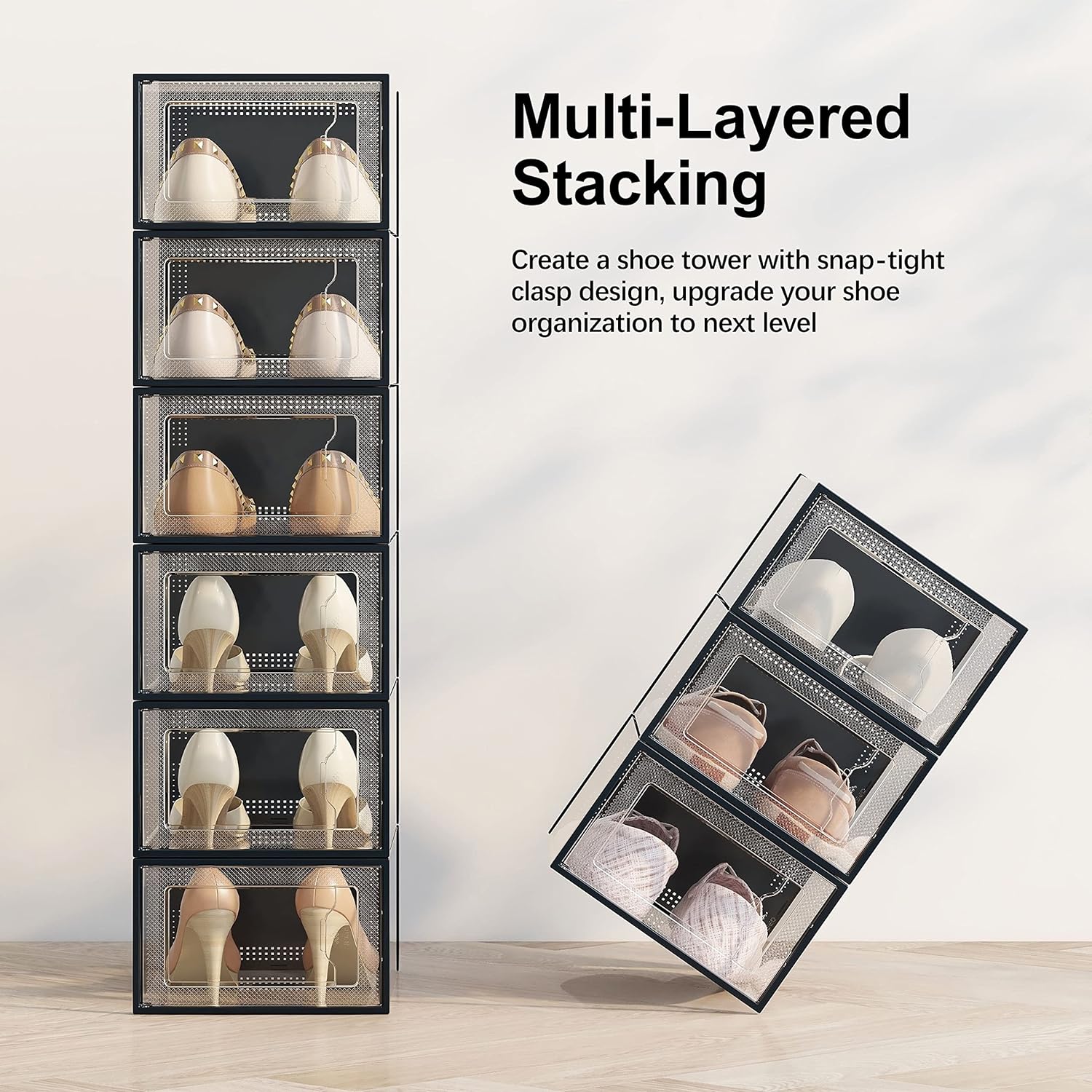 Detalle de SEE SPRING 12 Shoe Storage Boxes clear stackable sneaker bin