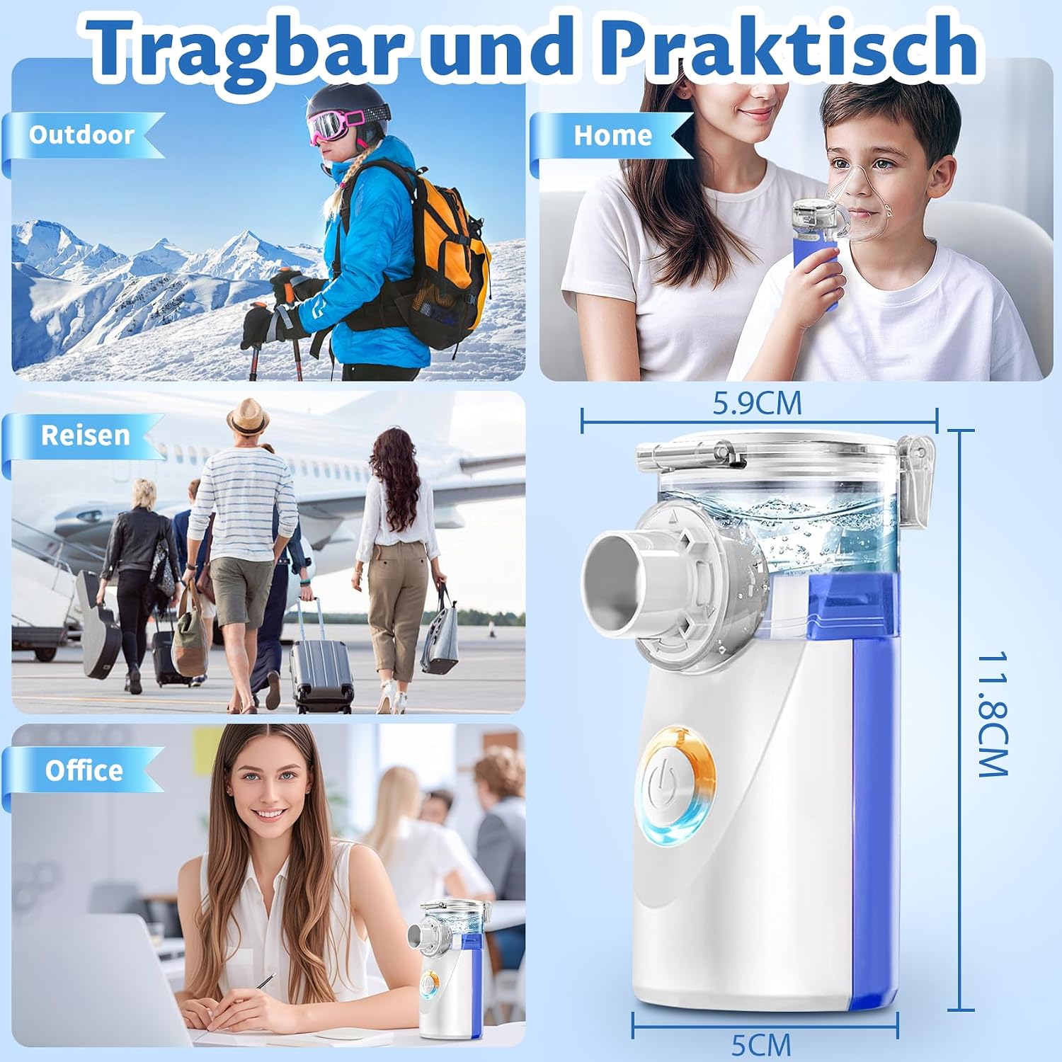 Detalle 2 de Inhalationsgerät 600mAh tragbar für Kinder und Erwachsene