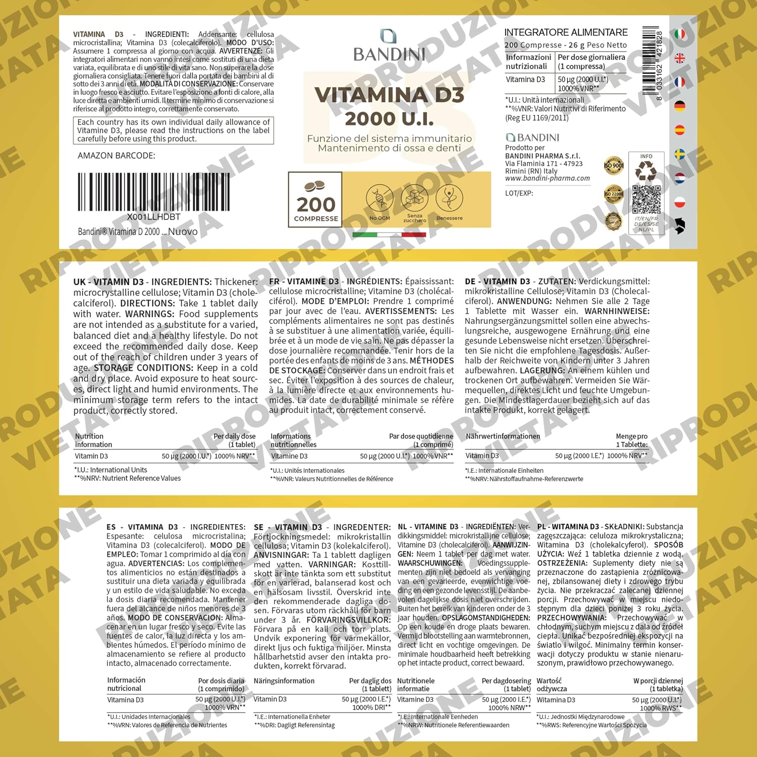 Thumbnail 4 de BANDINI Vitamine D3-tabletten 50 mcg, 2000 IE per tablet