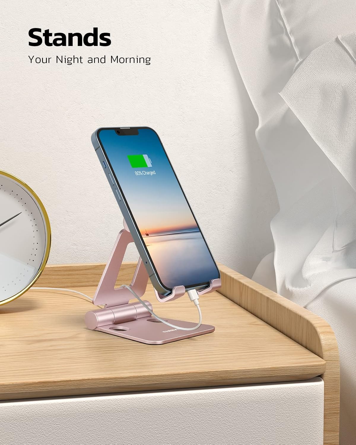 Thumbnail 1 de Nulaxy Dual Folding Cell Phone Stand (Rose Gold) – Fully Adjustable, Portable Desktop Holder