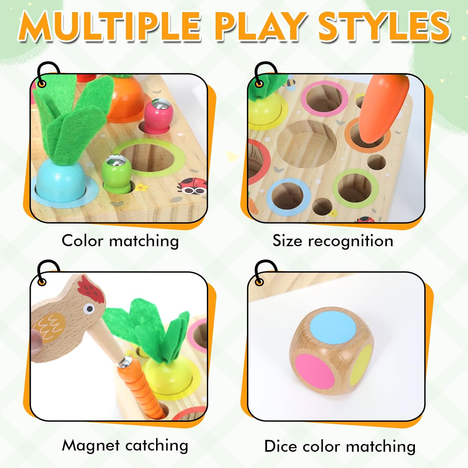 Detalle de Wooden Carrots Sorting Toy 12 Months