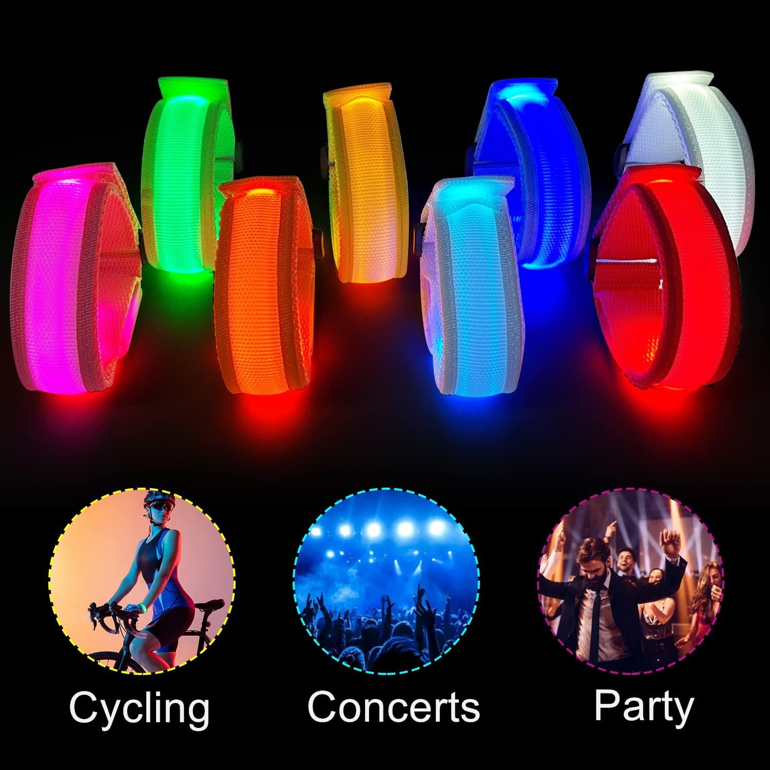 Detalle de M.best 8 Stück LED Light Up Armbänder – Glühen im Dunkeln, Vielseitige Party-Accessoires