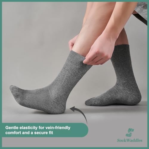 Detalle de SockWaddles Diabetic Socks for Men & Women | 6 Pairs, Soft Top, Seamless Toe, Loose Fit (Grey, UK 3-5)