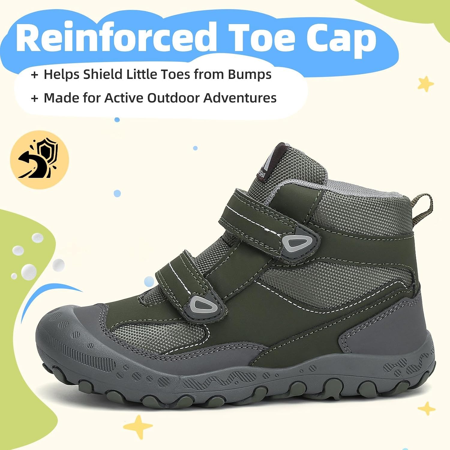 Detalle de Mishansha Kids Water Resistant Hiking Boots — Anti-Collision Toe, Anti-Skid Outsole