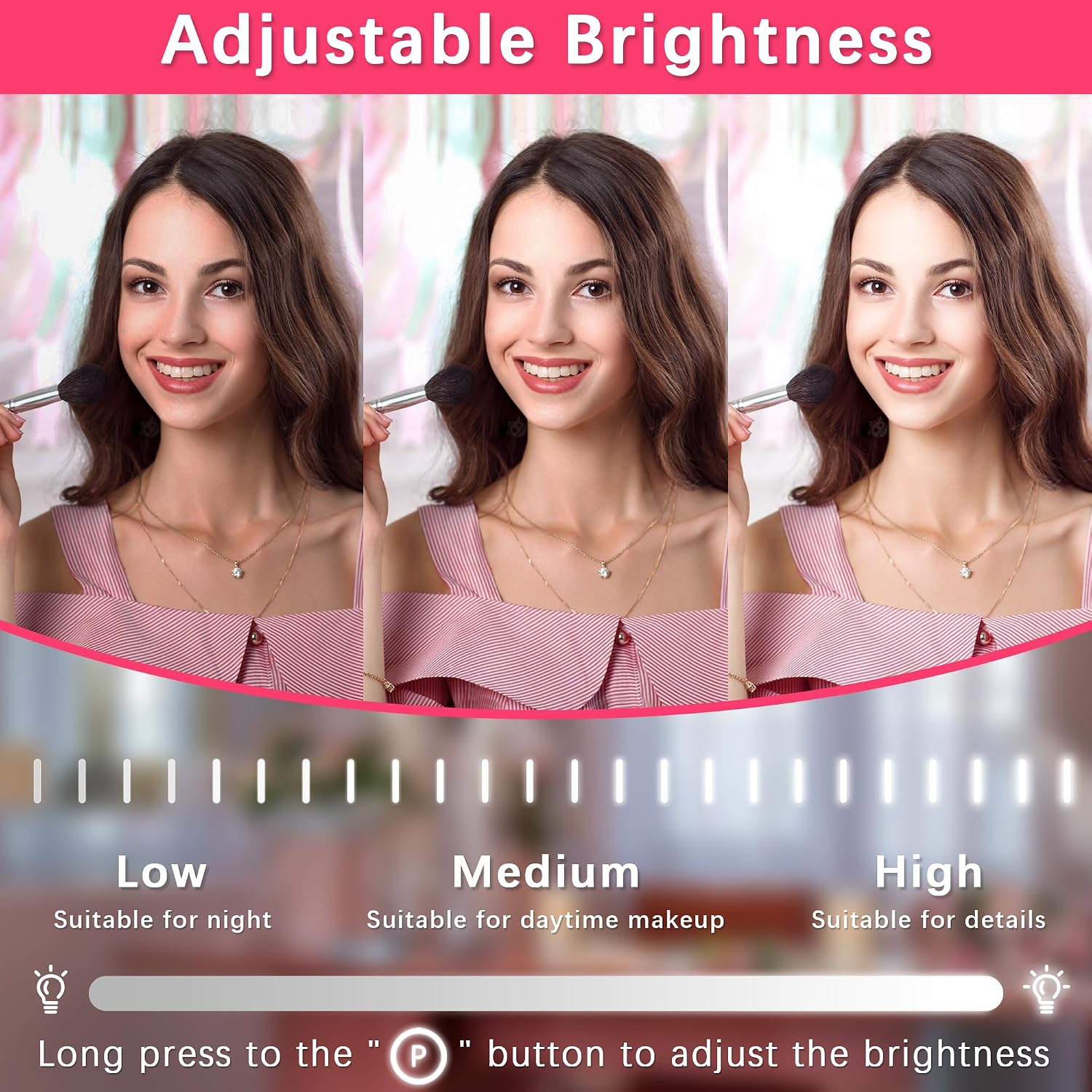 Detalle 2 de ROLOVE 22x17 Inch Lighted Vanity Mirror with LED lights 🪞
