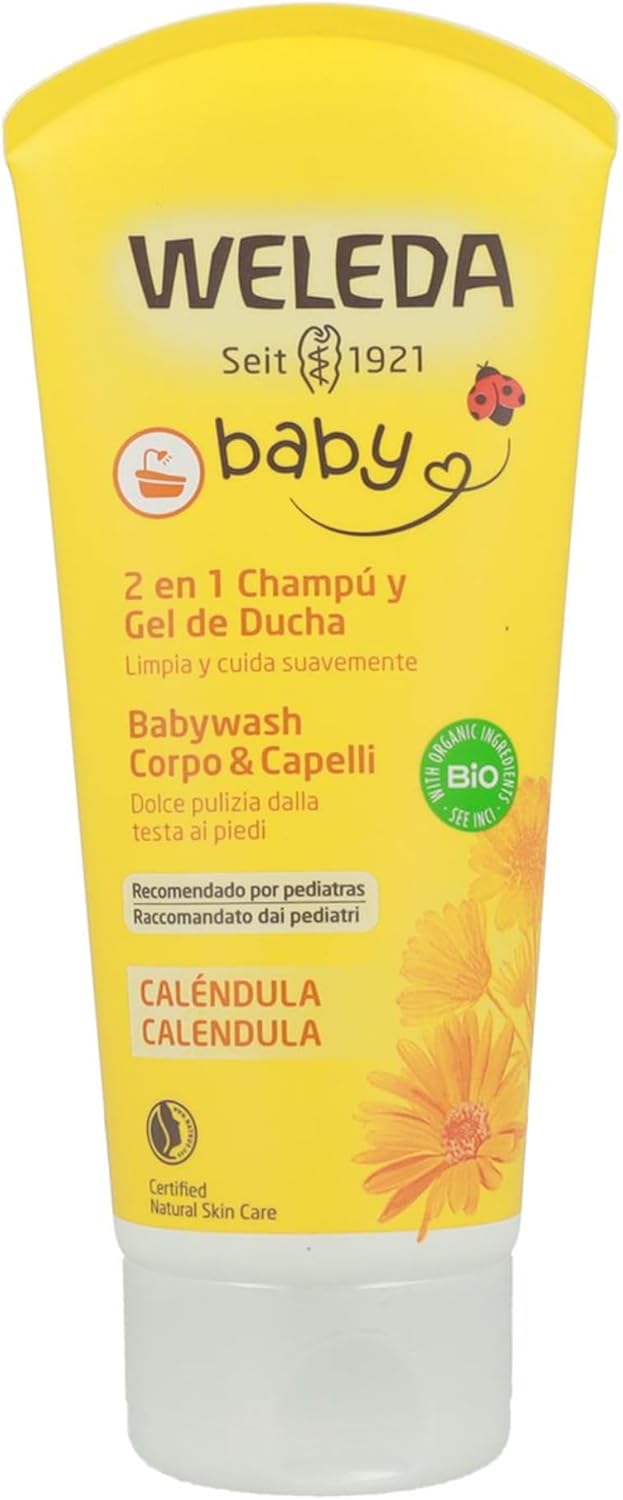 Detalle de Weleda Caléndula – Champú y Gel de Ducha 🧴 Vegano 200ml
