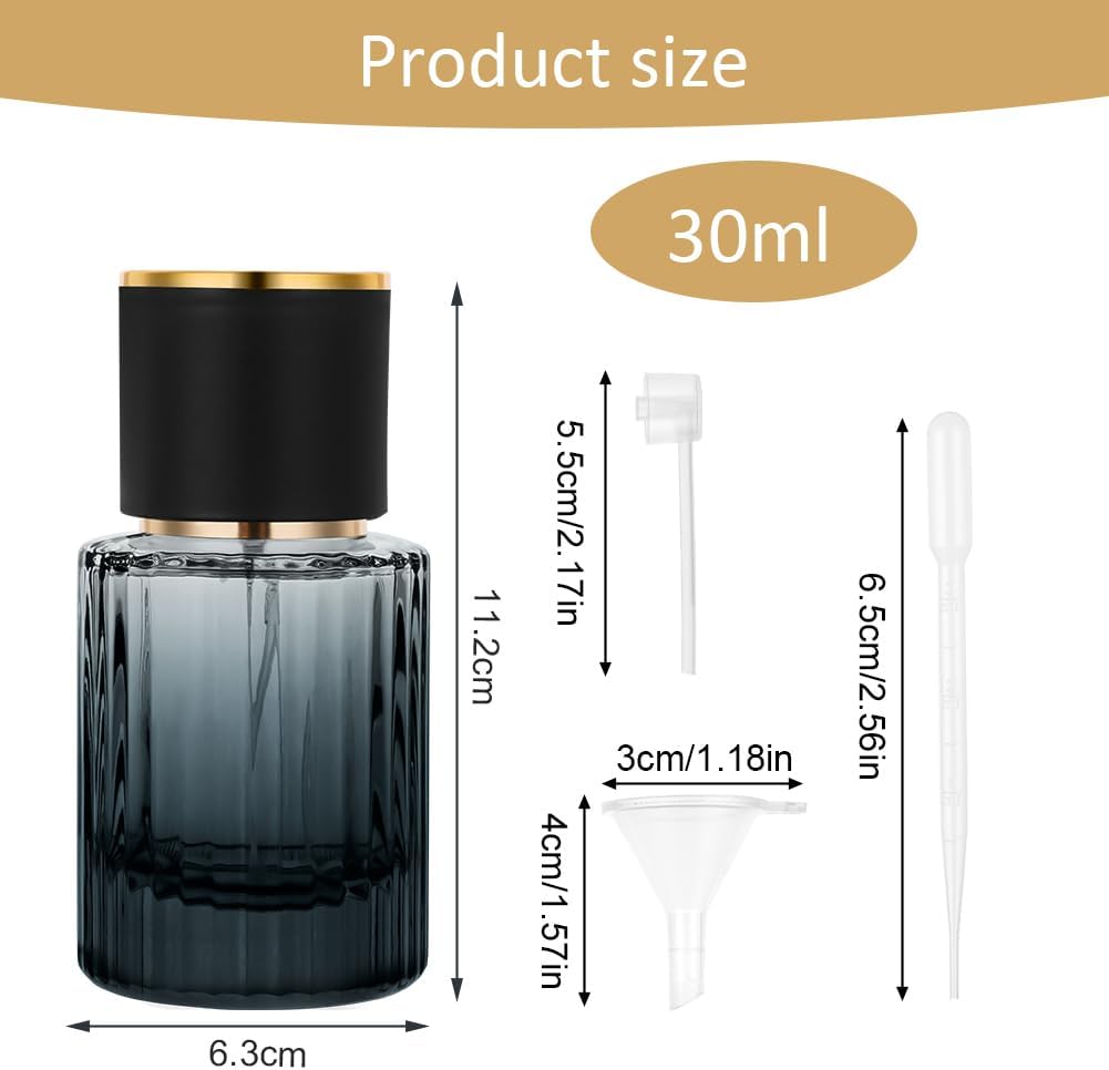 Detalle 2 de LOPHE Parfümzerstäuber 4x30ml – wiederbefüllbare Glas-Sprühflasche mit Zubehör für Reisen