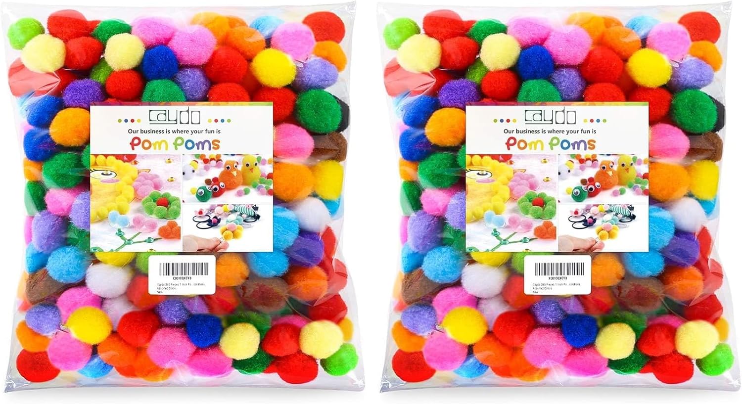 Thumbnail 2 de Caydo 2.5cm pom-poms for crafts (240 pieces) – assorted colours for kids and decorations
