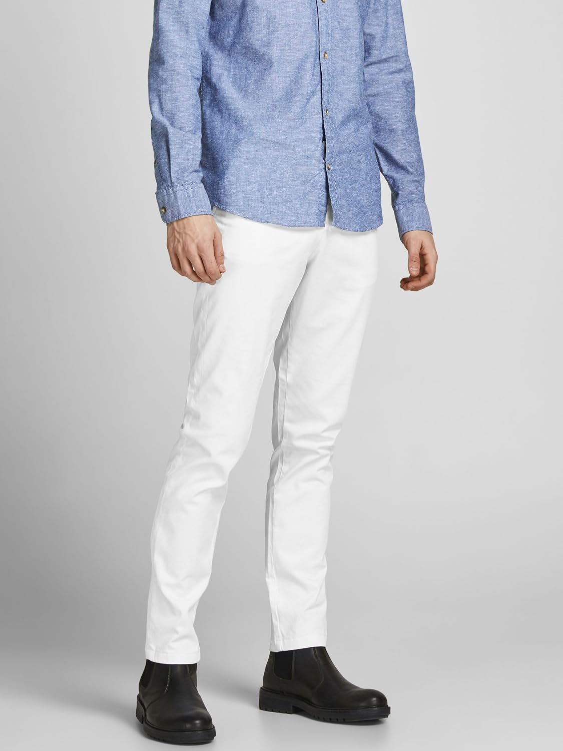 Detalle 2 de Jack & Jones Jpstmarco Jjbowie SA pantalones blancos para hombre (corte ajustado con elastano)