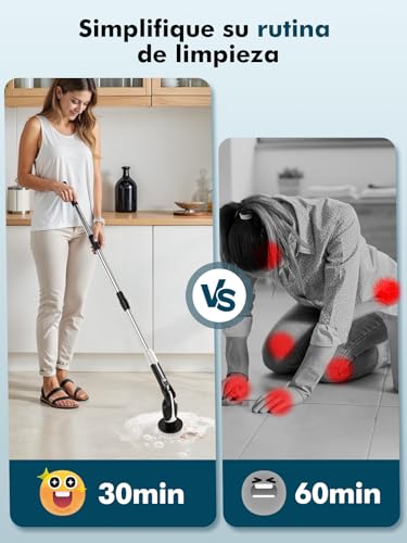 Detalle 2 de Yesiview Brosse nettoyage électrique avec 7 têtes, manche extensible