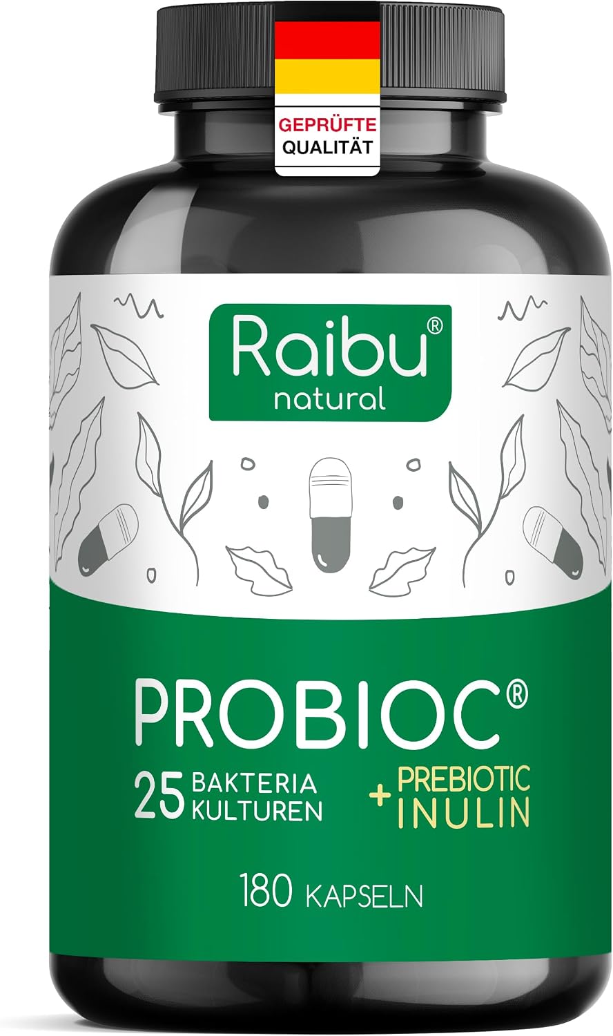 Detalle de Probioc Kulturen Komplex – 25 Bakterienstämme + Inulin, 180 Kapseln, magensaftresistent