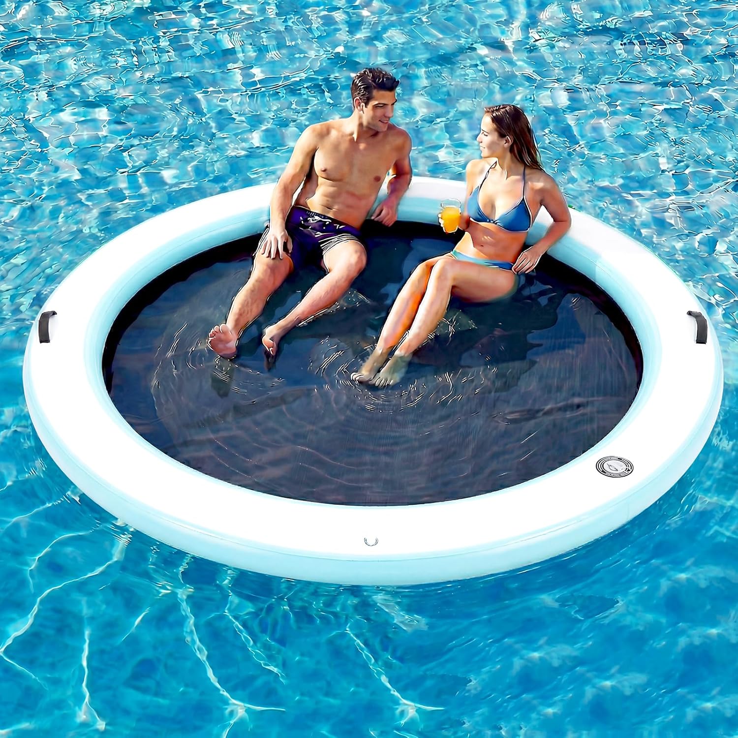 Danrelax 6-12FT Round Inflatable Floating Dock with Sunchill Float Ring
