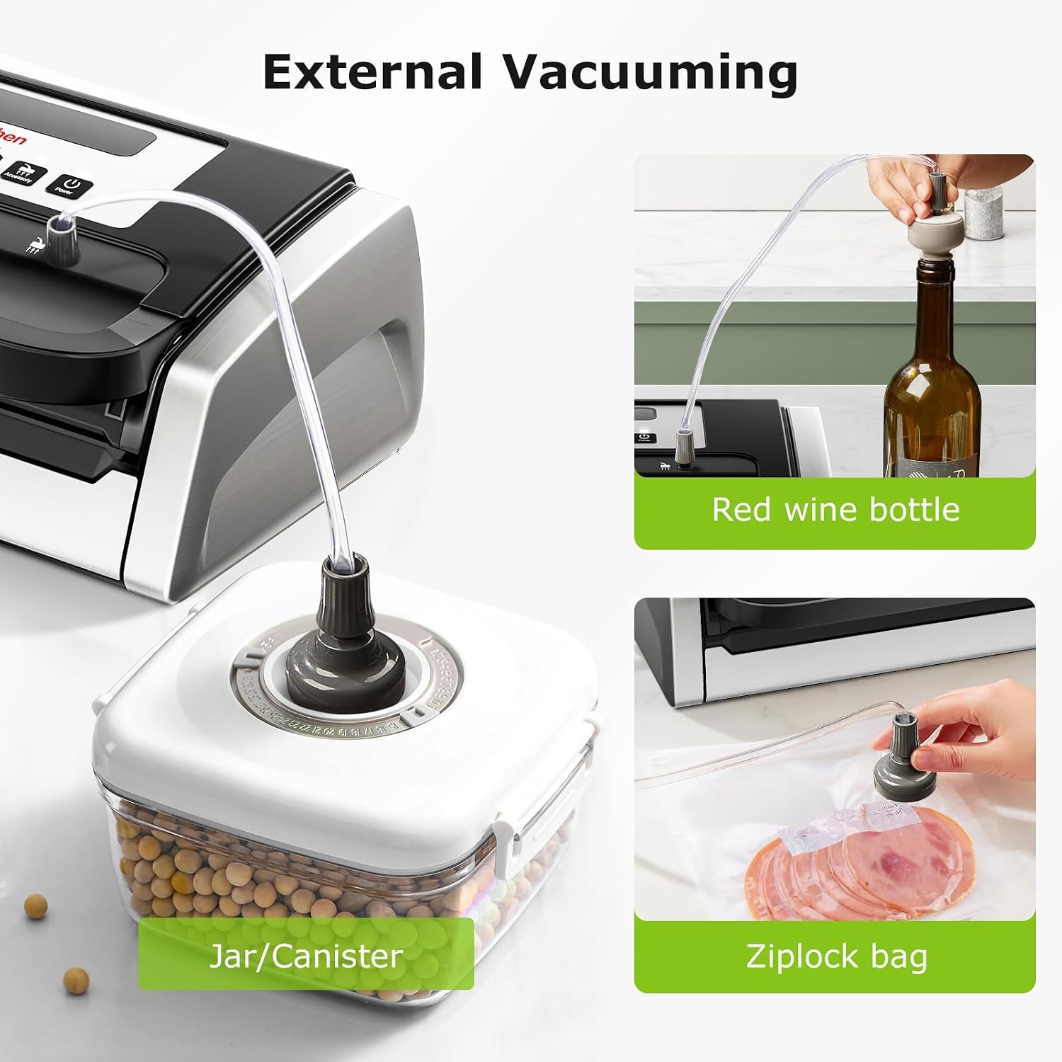 Detalle 1 de Bonsenkitchen VS4100 Vacuum Sealer with 5 Modes and Built-In Cutter