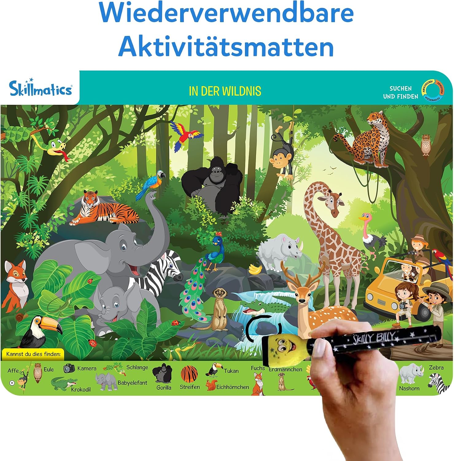Detalle de Skillmatics Lernspiel – Suchen und Finden: Wiederverwendbare Aktivitätsmatten für Vorschulkinder (3–6 Jahre) mit 2 Stiften