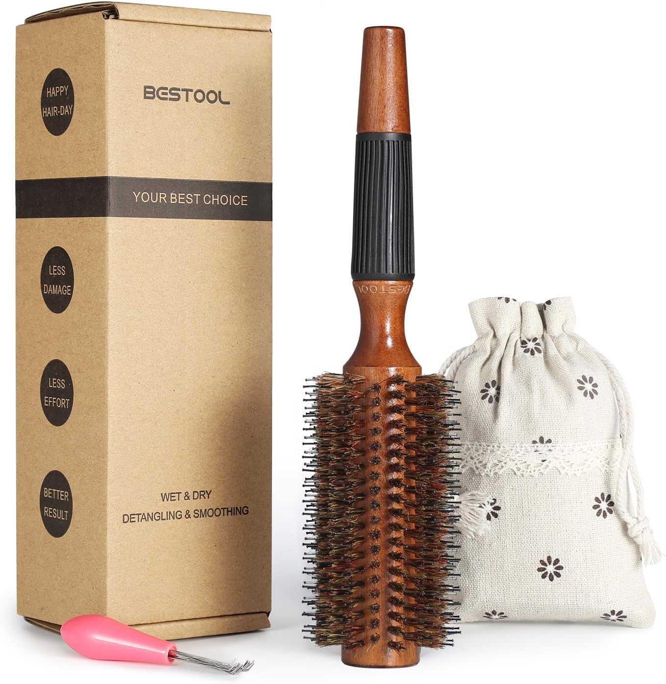 Brosse ronde BESTOOL, poils de sanglier, 2,5 inch