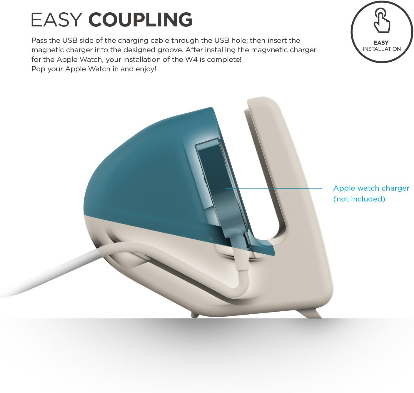 Thumbnail 5 de elago W4 Apple Watch stand (Nightstand Mode) in Aqua Blue – compatible with Series 11 to 1, SE 46/45/44/42/41/40/38mm