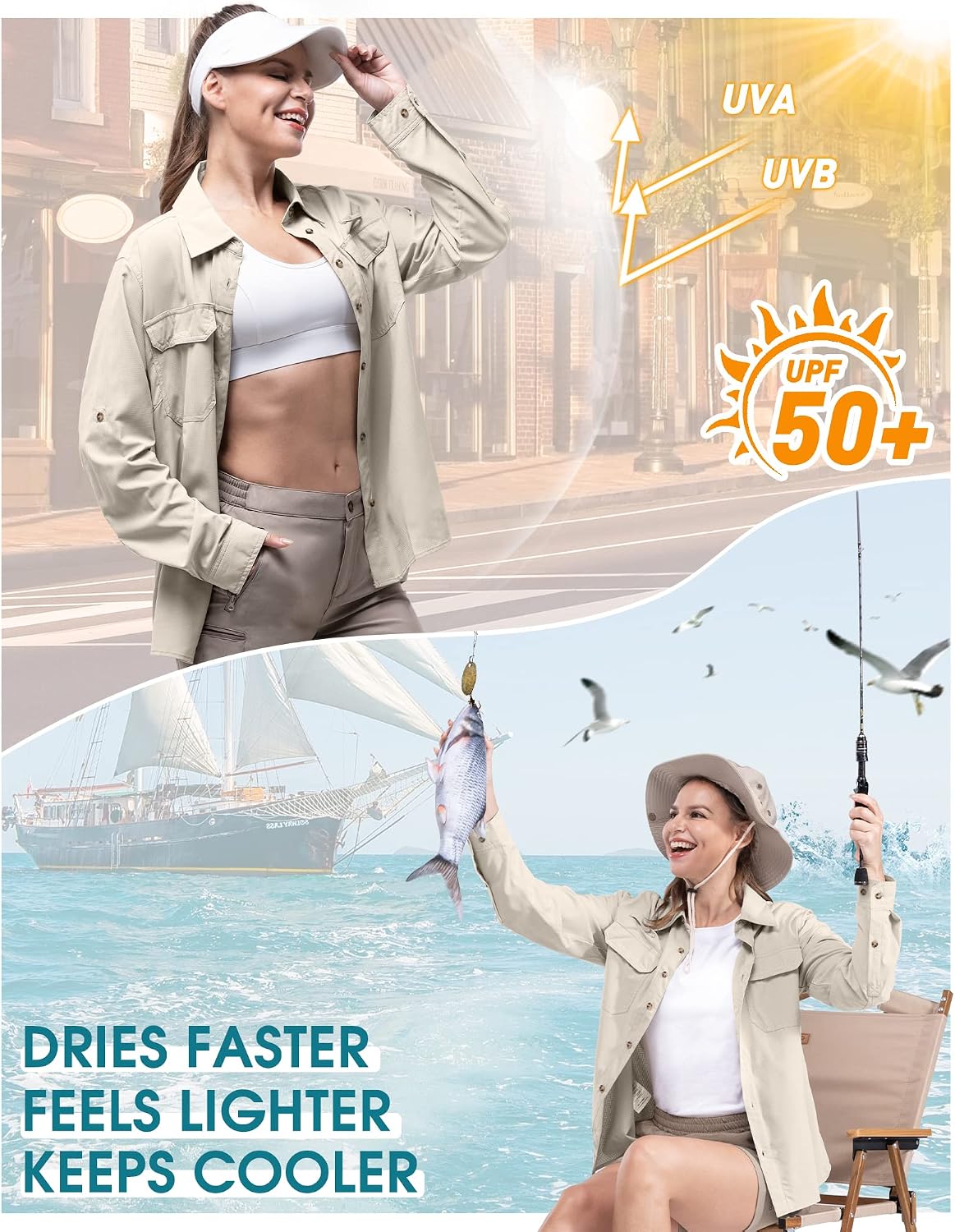 Detalle 2 de 33,000ft Women's Long Sleeve Hiking Shirt with UPF50+ Sun Protection